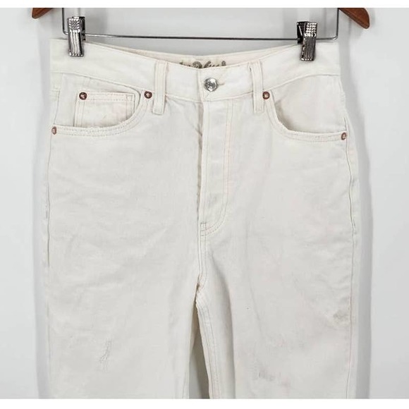 Free People The Lasso Jeans Button Fly White Denim Size 26 - Picture 8 of 12